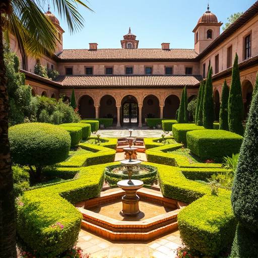 El Real Alc&radic;&deg;zar de Sevilla con sus exuberantes jardines y arquitectura mud&radic;&copy;jar