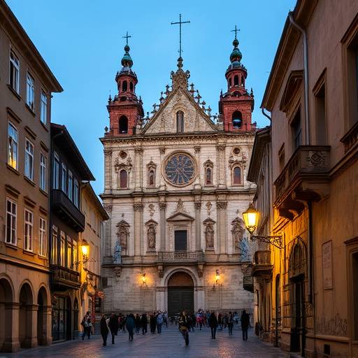 Vista del casco antiguo de Santiago de Compostela con la fachada de su catedral.
